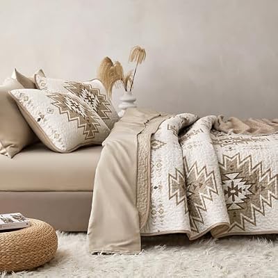Oversized Aztec Geometric Quilt Set - view 4