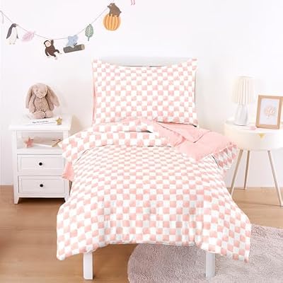 Pink Gingham Toddler Bedding Set (4-Piece)