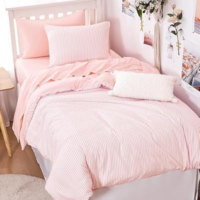 Pink Ticking Pinstripe Comforter Set