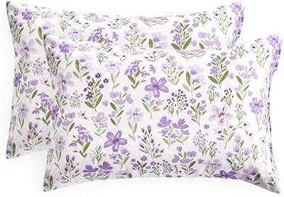 Purple Botanical Flower Pillowcases