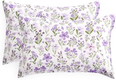 Wake In Cloud Purple Botanical Flower Pillowcases