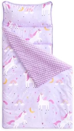 Wake In Cloud Purple Unicorn Rainbow Minky Nap Mat