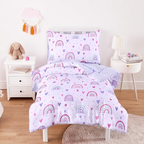 Wake In Cloud Rainbow Heart Toddler Bedding Set