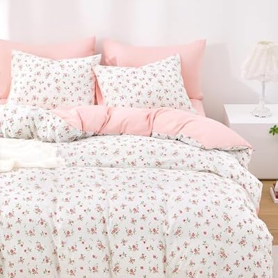 Red Watercolor Floral Comforter Set