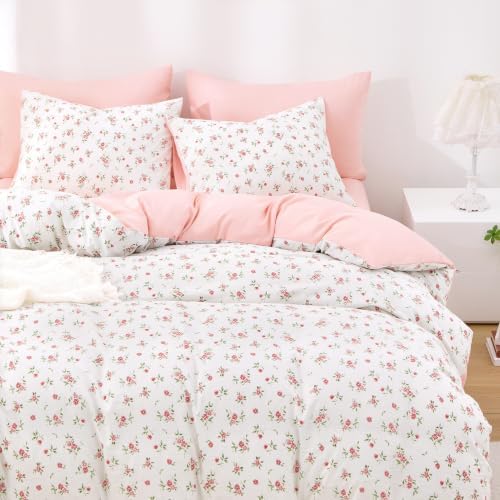 Wake In Cloud Red Watercolor Floral Comforter Set