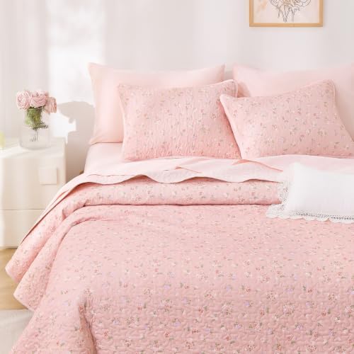Wake In Cloud Shabby Chic Rose Cotton Quilt Set