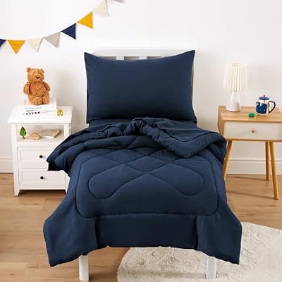 Solid Navy Toddler Bedding Set (4-Piece)