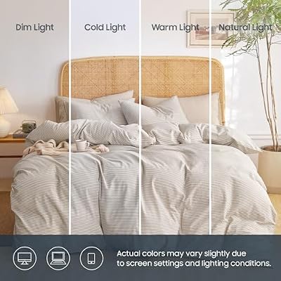 Tan Ticking Stripe Cotton Duvet Cover - view 3