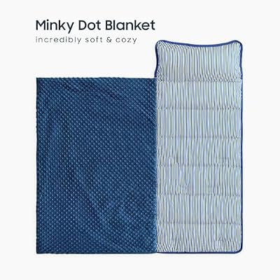 Ticking Stripe Nap Mat with Minky Blanket - view 2