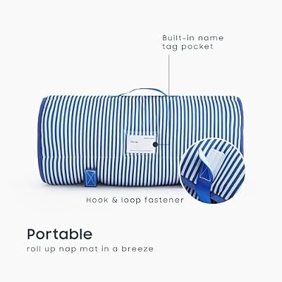 Ticking Stripe Nap Mat with Minky Blanket - view 3