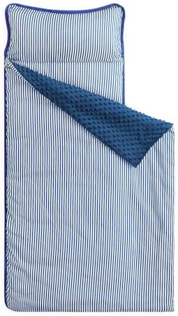 Wake In Cloud Ticking Stripe Nap Mat with Minky Blanket