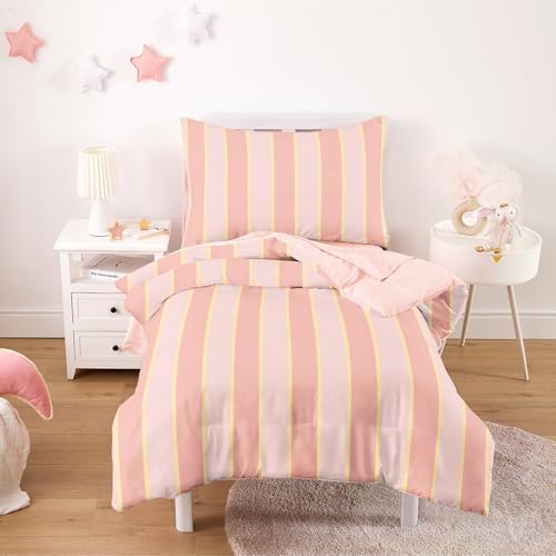 Wake In Cloud Ticking Stripe Toddler Bedding Set (4-Piece)