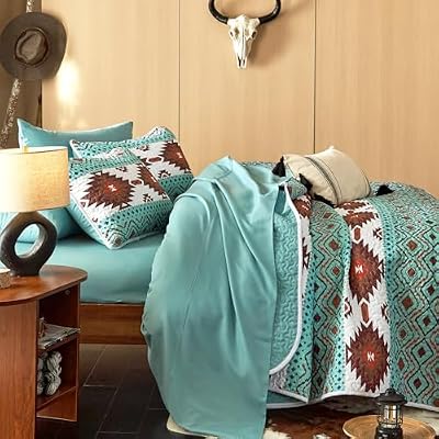 Turquoise Aztec Ranch Quilt Set - view 4