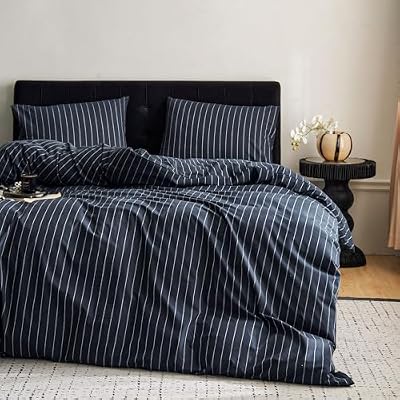 Vertical Pinstripe Cotton Duvet Cover - view 3