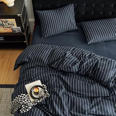 Vertical Pinstripe Cotton Duvet Cover - view 4