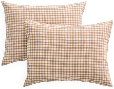 Washed Gingham Cotton Pillowcases