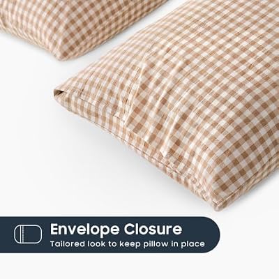 Washed Gingham Cotton Pillowcases - view 3