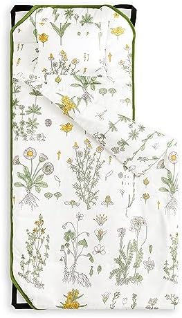 Wake In Cloud White Green Floral Cot Nap Mat